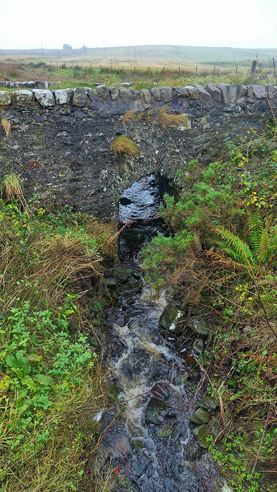 Picture of a small burn (stream) running under an old stone bridge